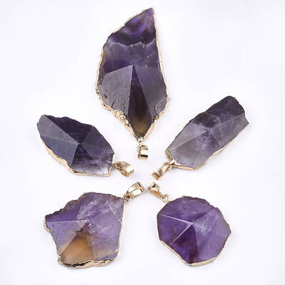 Electroplate Natural Amethyst Pendants