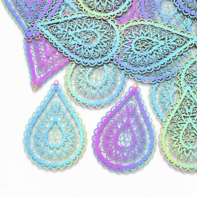 Ion Plating(IP) 201 Stainless Steel Filigree Big Pendants