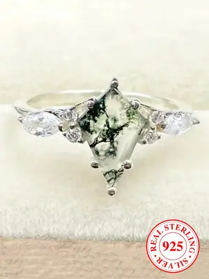 S925 Sterling Silver Ring with Marquise & Cubic Zirconia Decor, 2024 New Style Elegant Wedding Engagement Ring, Fashion Jewel...