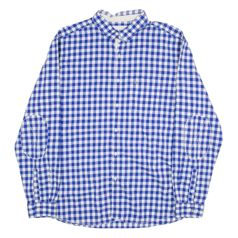 LACOSTE Regular Fit Mens Shirt Blue Gingham Long Sleeve L