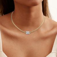 MEIITRUE 14K Gold Plated Cuban Link Choker Necklace for Women, Hypoallergenic Fade-Resistant Cubic Zirconia Pendant Necklace,...