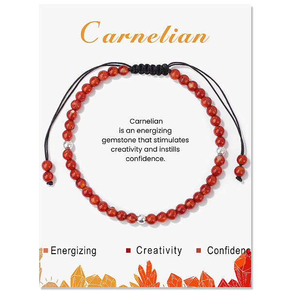 Natural Carnelian Braided Bead Bracelets
