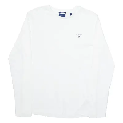 GANT Mens T-Shirt White Long Sleeve M