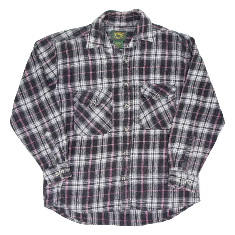 STILLWATER SUPPLY.CO Mens Flannel Shirt Grey Check Long Sleeve L