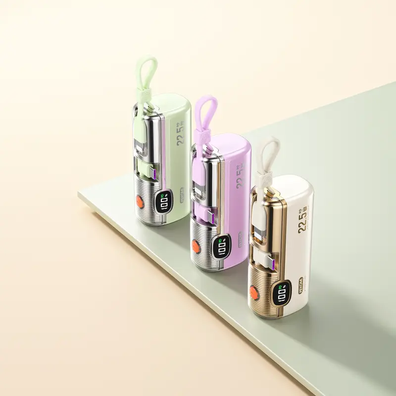 5000mAh mini portable charger Power Bank for phone,22.5W Fast Charger with 3-Output and Digital Display, Lightweight and Comp...