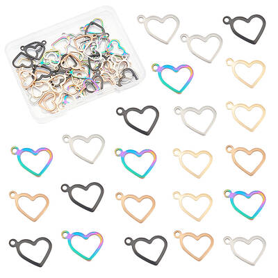 50Pcs 5 Style Ion Plating(IP) 304 Stainless Steel Open Pendants