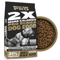 Bully Max Pro 2X High Calorie & High Protein Dry Dog Food for Puppy & Adult Dogs - Weight Gain & Muscle Building - 600 Calori...
