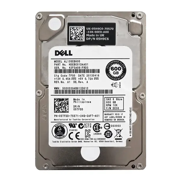 05H9C6 Dell 600GB 6Gb/s SAS 10000 2.5-Inch Hard Drive
