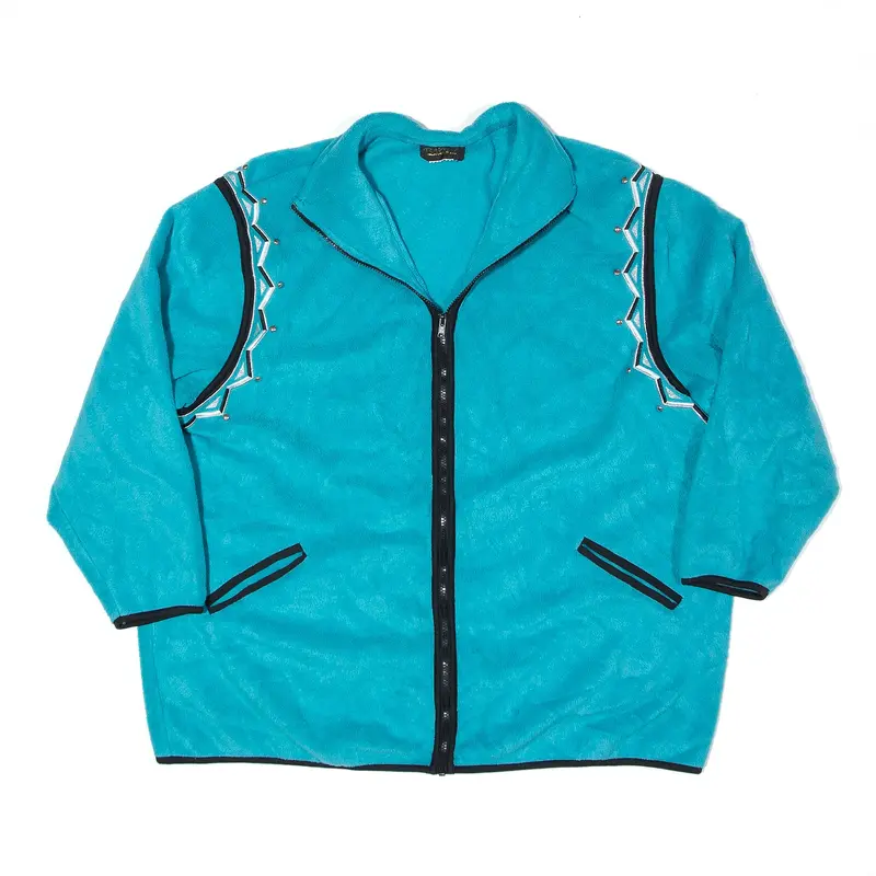 BOB MACKIE Embellished Jacket Blue Fleece Womens L