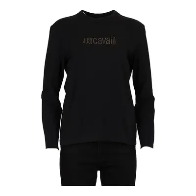 Just Cavalli Spellout Long Sleeve Top - Large Black Cotton