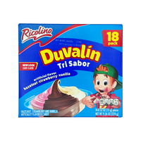 Ricolino Duvalin Tri Sabor Hazelnut, Strawberry, Vanilla Soft Candy, 18-Pack, Snack Mexican Candies Dulces Mexicanos Chocolat...