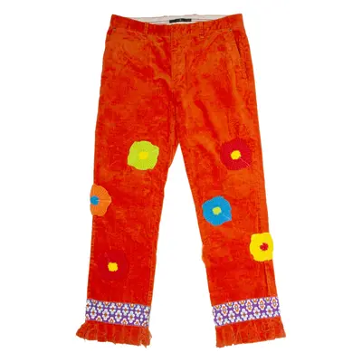 VICTORINOX Floral Knit Mens Corduroy Trousers Orange Regular Straight W34 L32