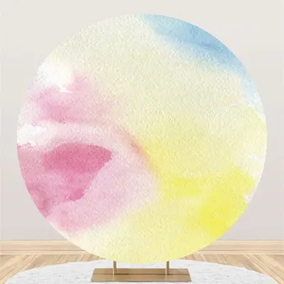 Aperturee Pink Yellow Graffiti Circle Happy Birthday Backdrop | Round Birthday Backdrop | Birthday Round Backdrop | Circle Ba...