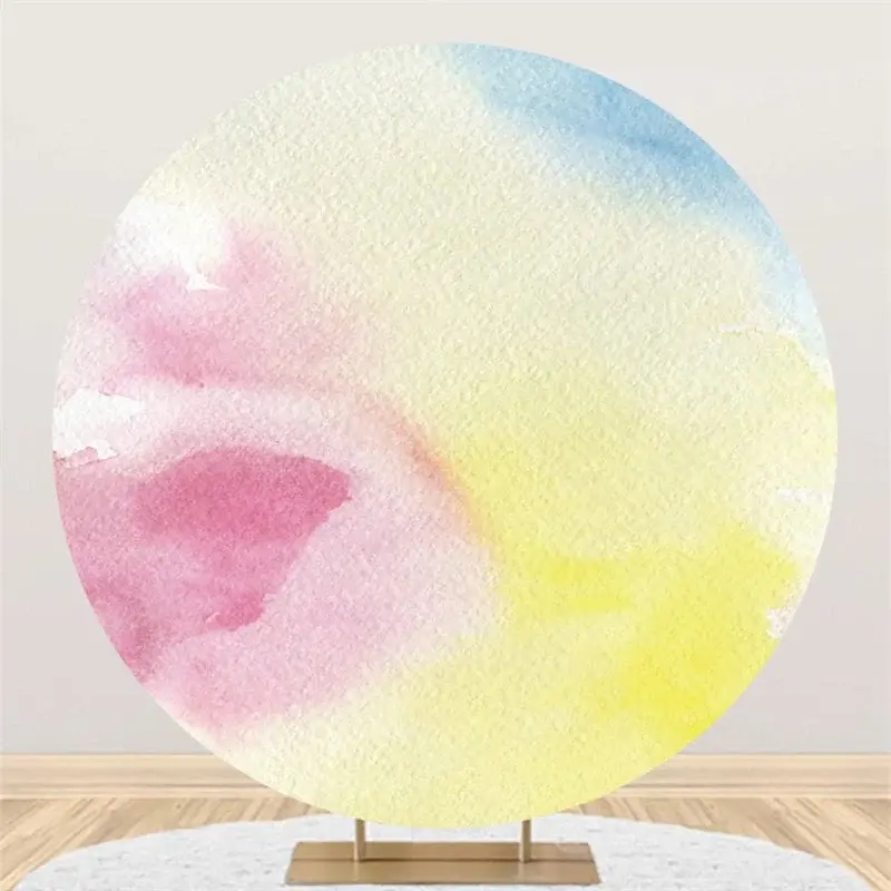 Aperturee Pink Yellow Graffiti Circle Happy Birthday Backdrop | Round Birthday Backdrop | Birthday Round Backdrop | Circle Ba...