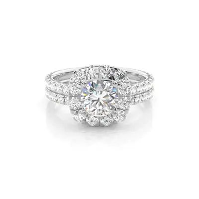 14K White Gold 1 to 3.5 CT.T.W. Round Lab Created Diamond Wedding Ring D VVS1 3EX IGI Certified