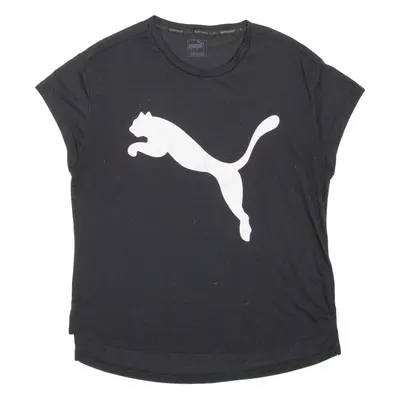 PUMA Womens T-Shirt Black Crew Neck UK 14