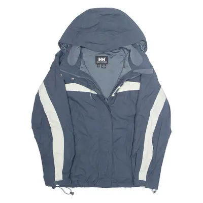 HELLY HANSEN Mens Rain Jacket Blue Nylon Hooded L