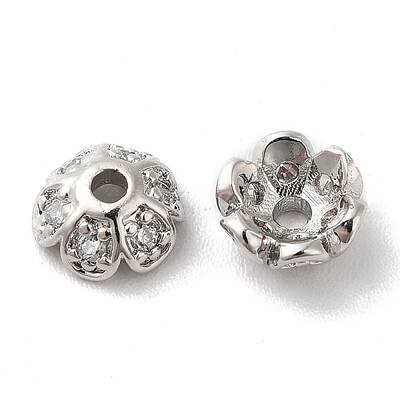 Brass Micro Pave Cubic Zirconia Bead Cap