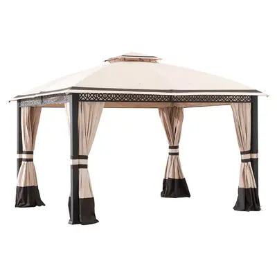 SUNJOY Beige+Dark Brown Replacement Canopy For Clarkson V2 Gazebo (10x12 FT) A101014701 Sold At BJ