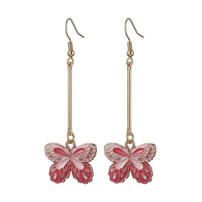 Alloy Enamel Butterfly Dangle Earrings