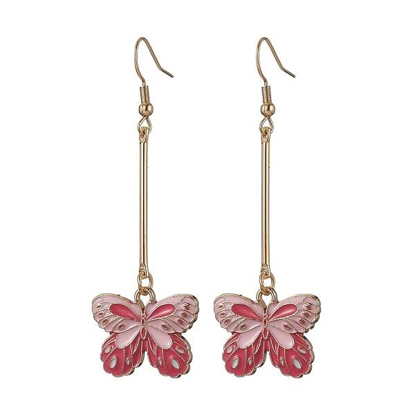 Alloy Enamel Butterfly Dangle Earrings