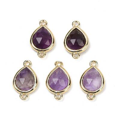 Natural Amethyst Faceted Connector Charms