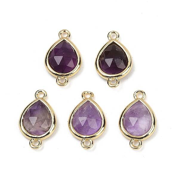 Natural Amethyst Faceted Connector Charms