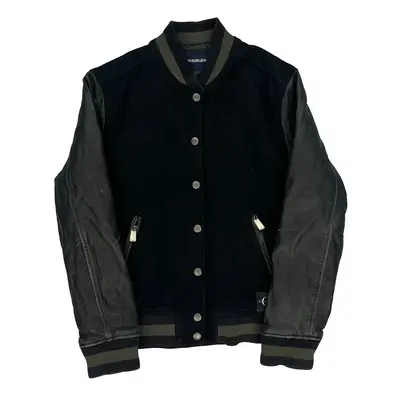 Calvin Klein Jeans Varsity Jacket - Large Navy Wool Blend