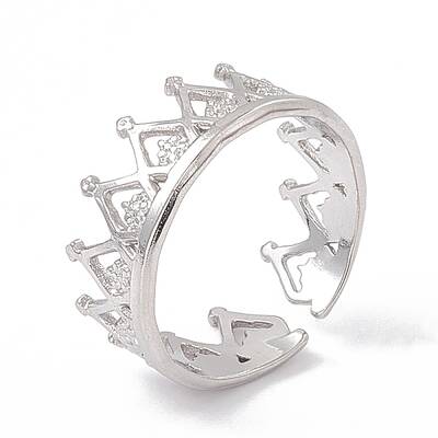 Non-Tarnish 304 Stainless Steel Crown Open Cuff Rings for Women