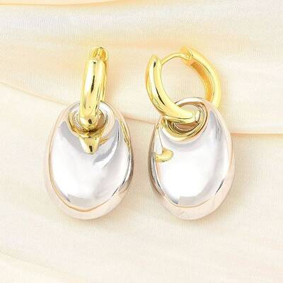 Oval Brass Hoop Earrings for Women