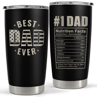 Sandjest Best Dad Ever Nutrition Facts 20oz Tumbler, Stainless Steel Vacuum Insulated Portable Travel Mug Coffee Thermal Cup,...