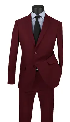 Vinci Men's 2-Piece Poplin Suit - Clean Cut Look - Discounted