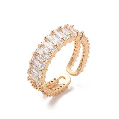 Brass Micro Pave Cubic Zirconia Open Cuff Rings