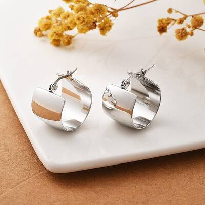 304 Stainless Steel Thick Hoop Earrings for Women