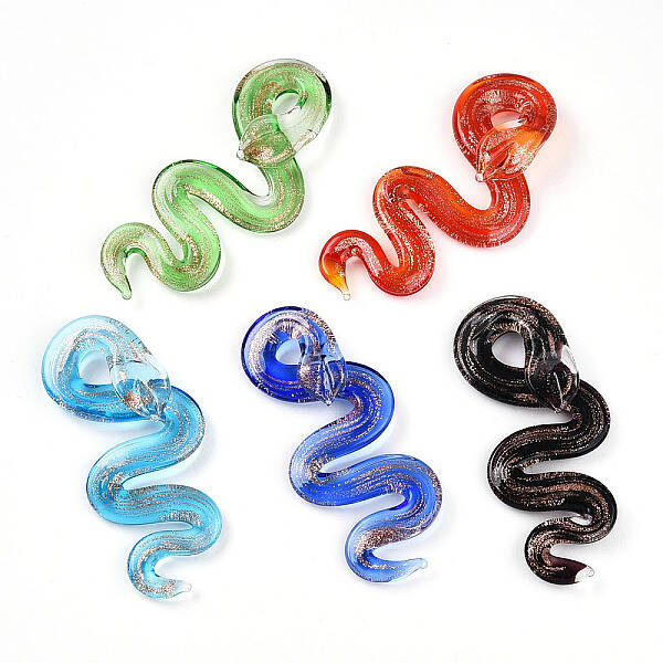 Handmade Gold Sand Lampwork Big Pendants