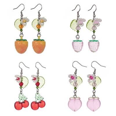 Glass & Acrylic Fruit Dangle Earrings