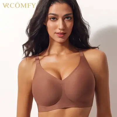 VRCOMFY  Jelly Wireless Women Comfortable Push Up Bras Wireless Seamless Full Coverage Bra Buttery Soft Everyday Tshirt Bra