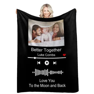 Personalized Photos Text Collage Throw Blankets - Aperturee