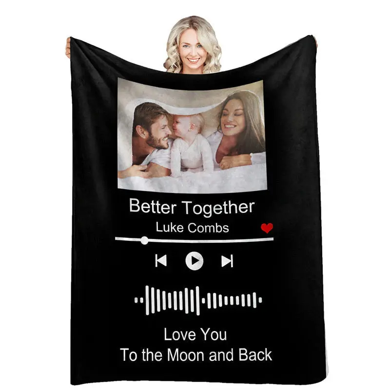 Personalized Photos Text Collage Throw Blankets - Aperturee