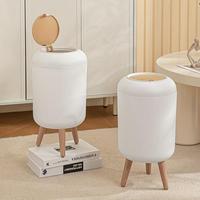 Bathroom Trash Can, 1 Count Modern Round Trash Can with Silent Closing Lid, Bathroom Wastebasket, Household Items Bathroom Ga...