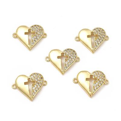 Brass Micro Pave Clear Cubic Zirconia Connector Charms