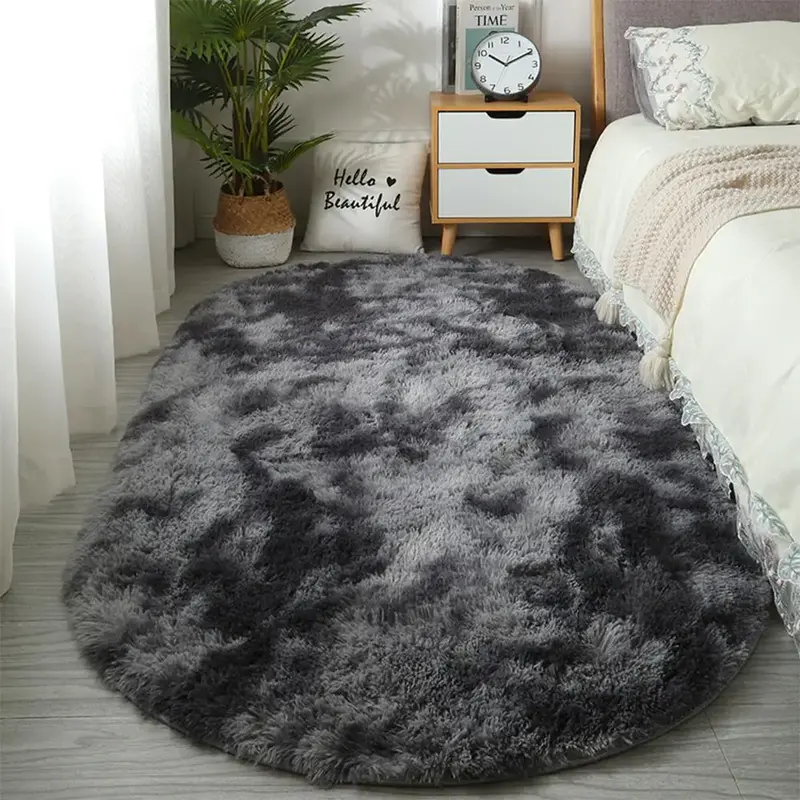 Oval Plush Rugs Living Room, Tie Dye Design Soft Non-slip Floor Mat, Plush Decorative Carpet for Bedroom Kitchen Dining Room ...