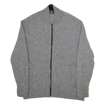 DKNY Mens Cardigan Grey Collared Chunky Knit XL