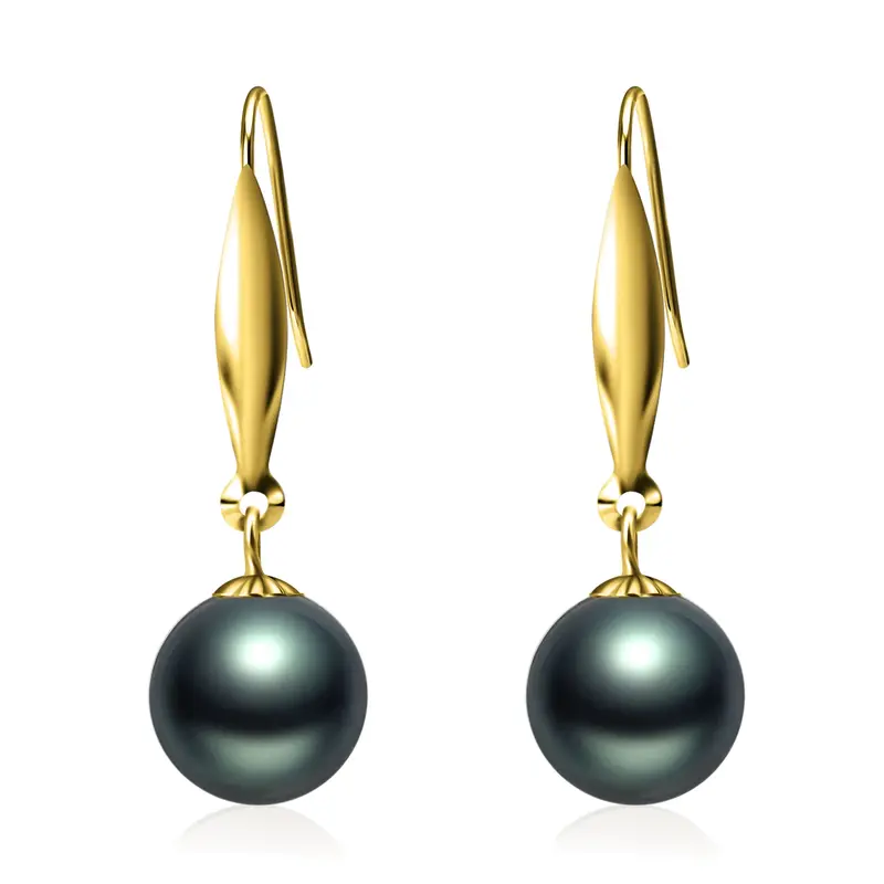 18K Gold Pearl Bead Drop Earrings