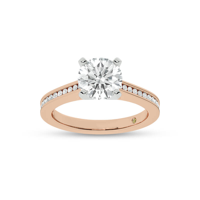 Paris Channel Set Round Lab Diamond Engagement Ring | 18K Rose Gold 2 1/5 CT. TW.