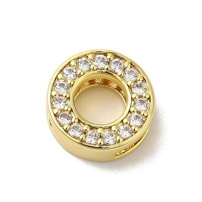 Brass Micro Pave Cubic Zirconia Beads