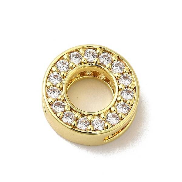Brass Micro Pave Cubic Zirconia Beads
