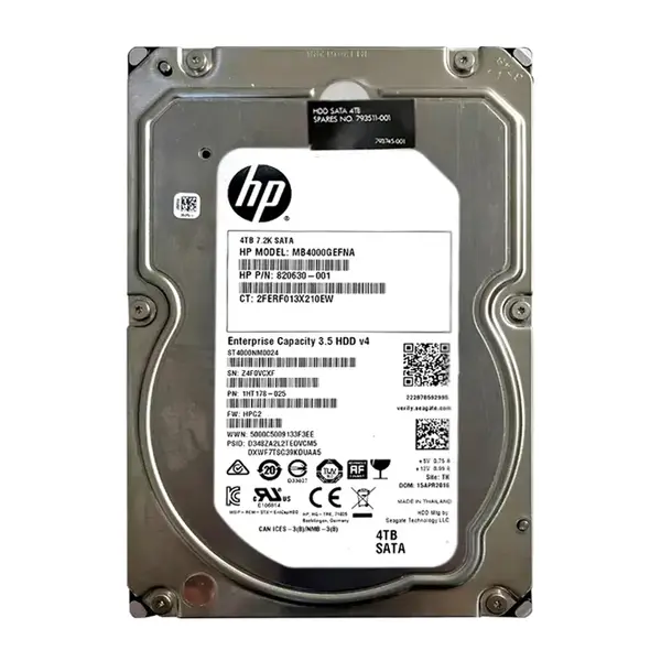 MB4000GEFNA HP 4TB 7200RPM SATA 6GB/s Hot-Pluggable 3.5-Inch LPc Hard Drive for ProLiant Gen8/Gen9/Gen10/Gen10+/Gen11 Servers