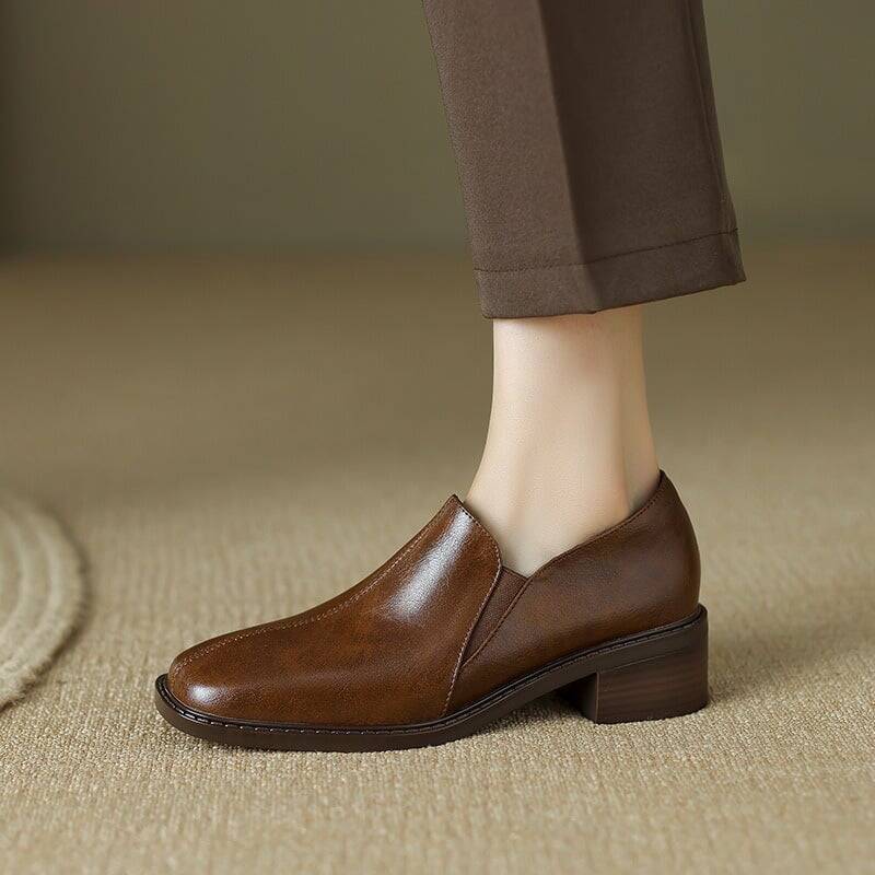 CHIKO Airlie Square Toe Block Heels Loafers Shoes