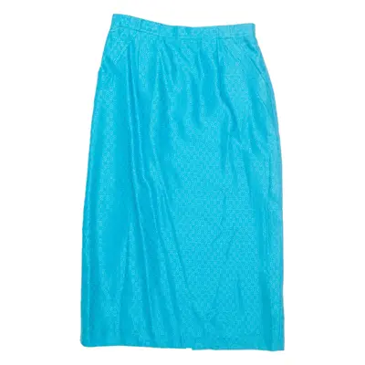 Womens Pencil Skirt Blue Midi Wool S